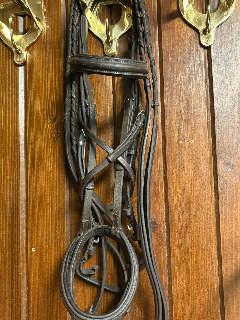 DaVinci Dark Brown Leather Bridle with Braided Detail